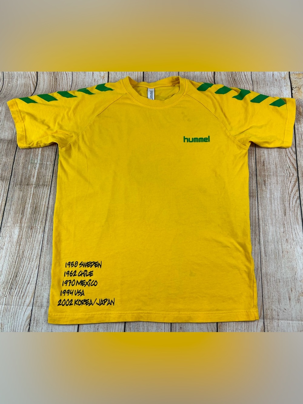 Mens Hummel Brazil Yellow Soccer T Shirt Size Large